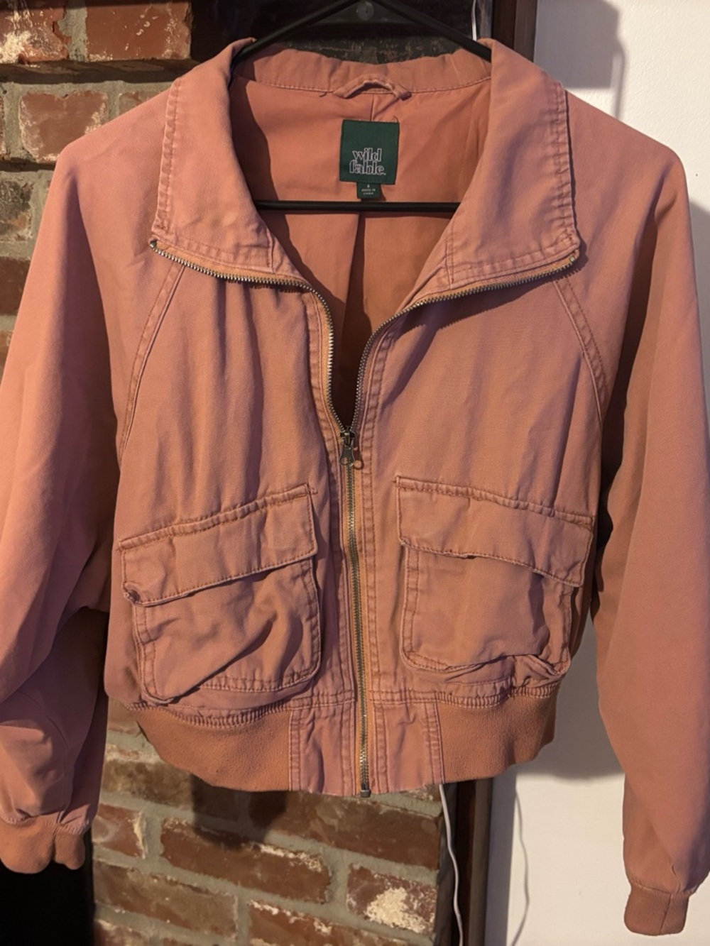 wild fable Dusty Rose Cropped Bomber Jacket